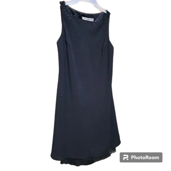 Jones New York Black Sleeveless Embellished Cocktail Dress Size 6P Silk Designer - Picture 1 of 6